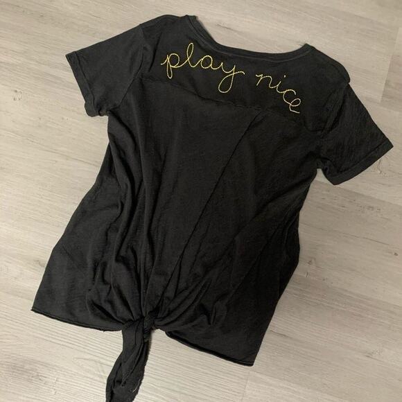 Sundry Play Nice Tie Back Tee in Black - Picture 6 of 7